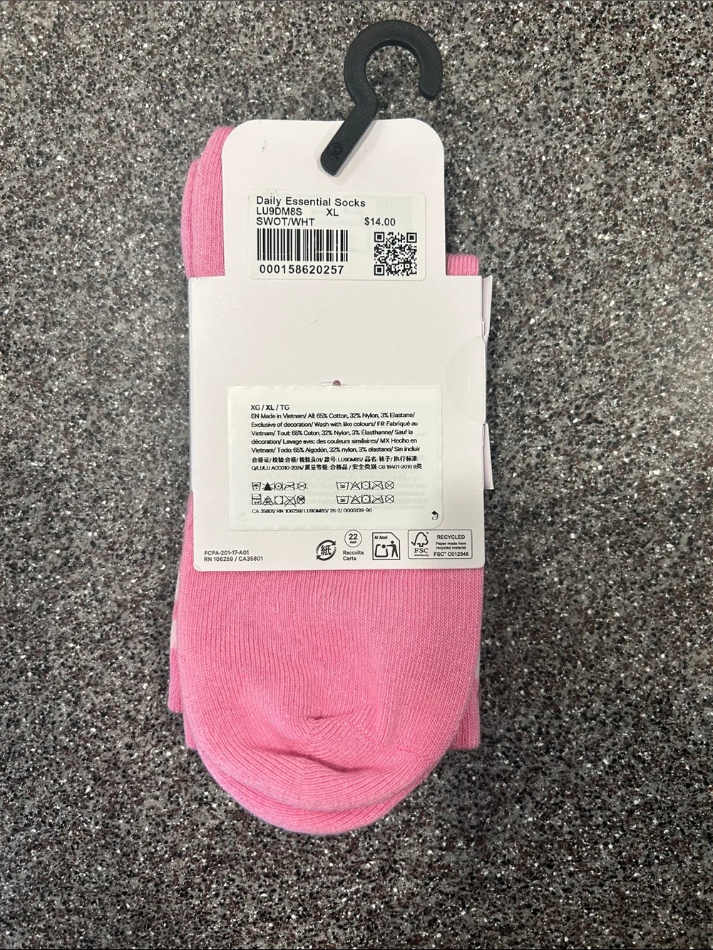 lululemon athletica Pink Striped Daily Essential Quarter-Length Socks